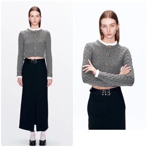 New! Fabrique by Alexander Flagella Maelle Collared Cardigan in Basolan Wool 🩶XS